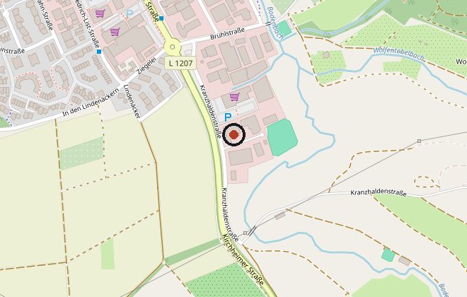 Kartenausschnitt: Driver Center Wernau in der Kranzhaldenstr. 21